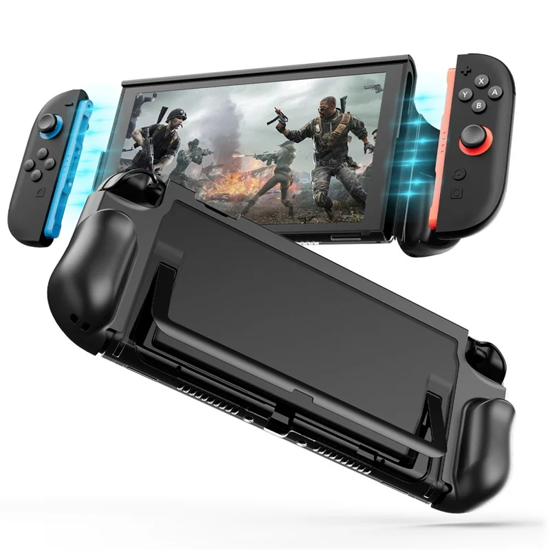 For Nintendo Switch 2 Game Console Transparent Case  TPU + PC Protective Cover - Black