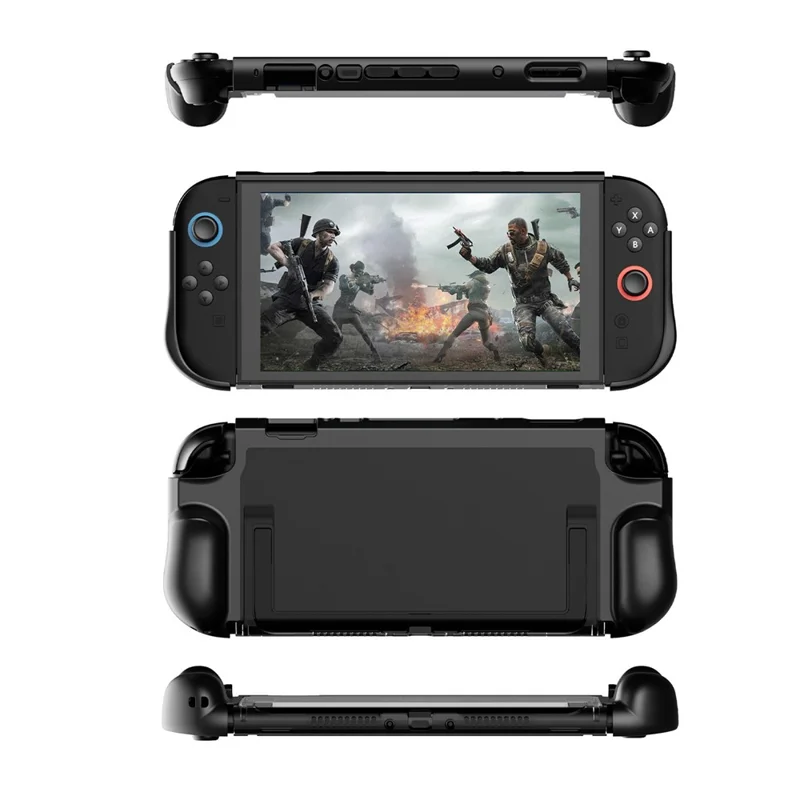 For Nintendo Switch 2 Game Console Transparent Case  TPU + PC Protective Cover - Black