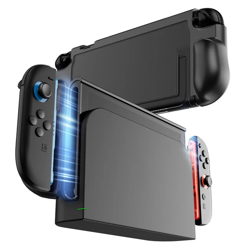 For Nintendo Switch 2 Game Console Transparent Case  TPU + PC Protective Cover - Black
