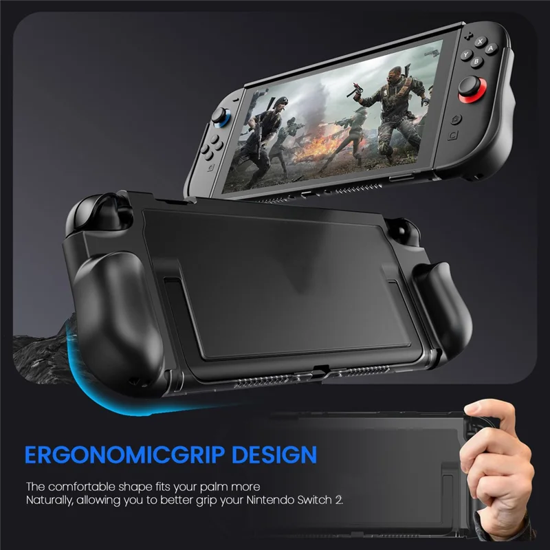 For Nintendo Switch 2 Game Console Transparent Case  TPU + PC Protective Cover - Black