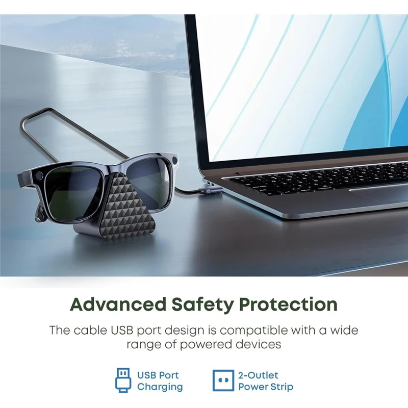 Charging Dock For Ray-Ban Meta Wayfarer / Headliner / Skyler USB Charger Charging Stand with Adapter / Cable - Black