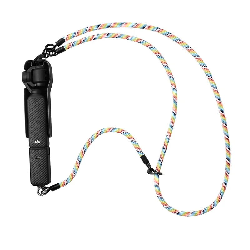 For DJI Osmo Pocket 3 Camera Phone Polyester Lanyard 1.2m Crossbody Shoulder Strap + 0.3m Hand Strap  - Rainbow