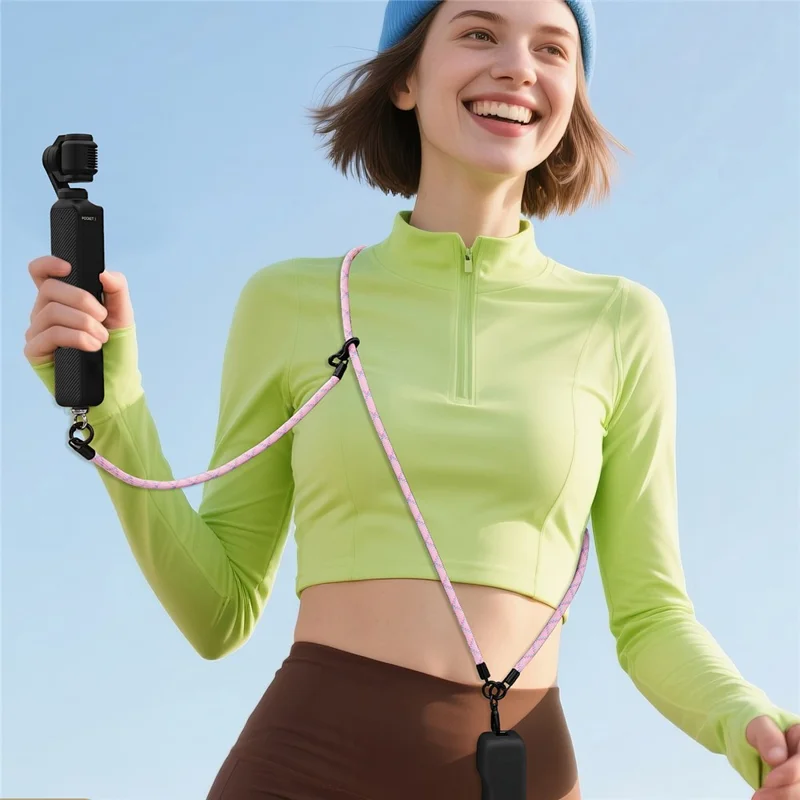 For DJI Osmo Pocket 3 Camera Phone Polyester Lanyard 1.2m Crossbody Shoulder Strap + 0.3m Hand Strap  - Rainbow