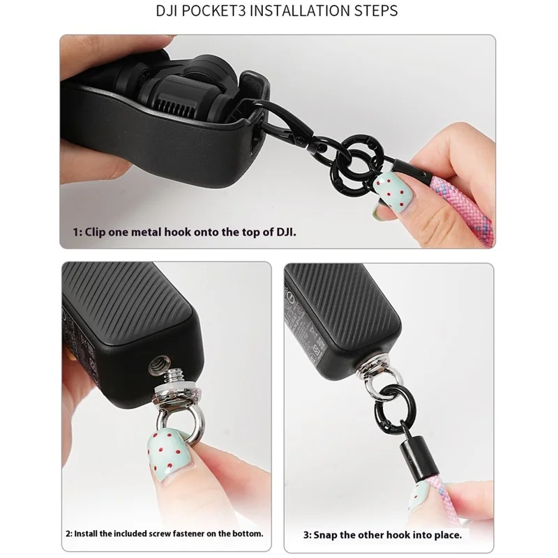 For DJI Osmo Pocket 3 Camera Phone Polyester Lanyard 1.2m Crossbody Shoulder Strap + 0.3m Hand Strap  - Rainbow