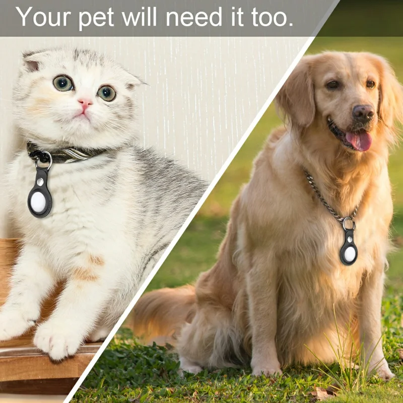 4Pcs Smart Tracker Protective Cover for Apple AirTag Metal + PU Leather Case for Luggage / Keys / Pets - Black