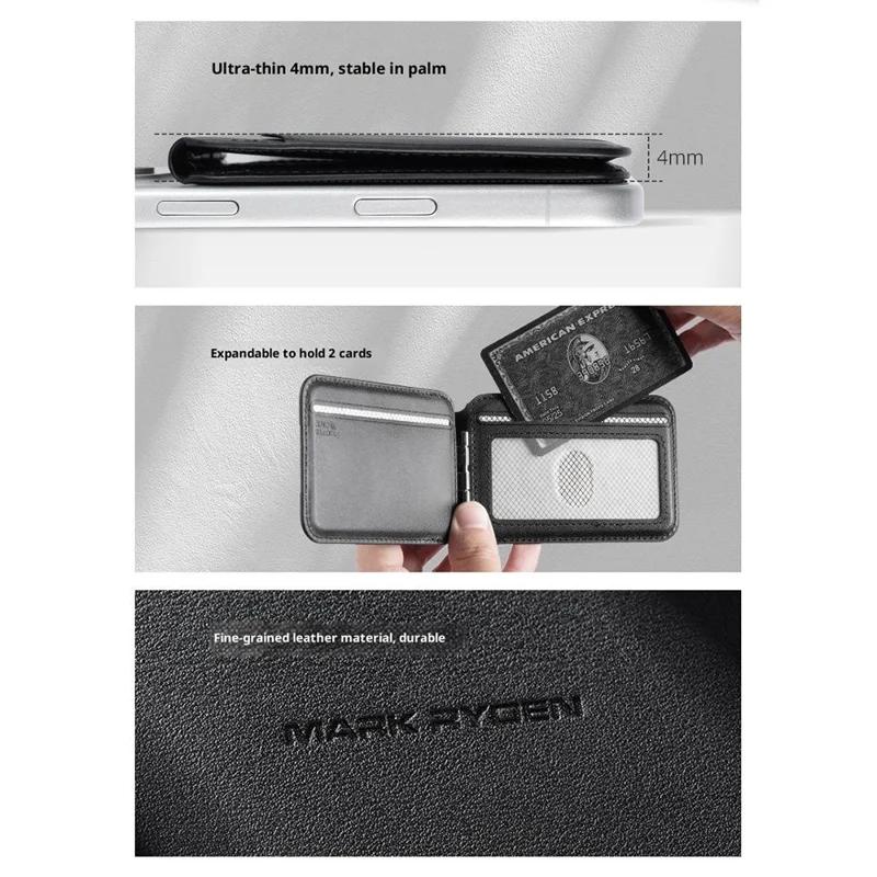 MARK RYDEN MR21 RFID Blocking Magnetic Card Bag Phone Kickstand Ultra Thin Card Holder Compatible with MagSafe - Nero