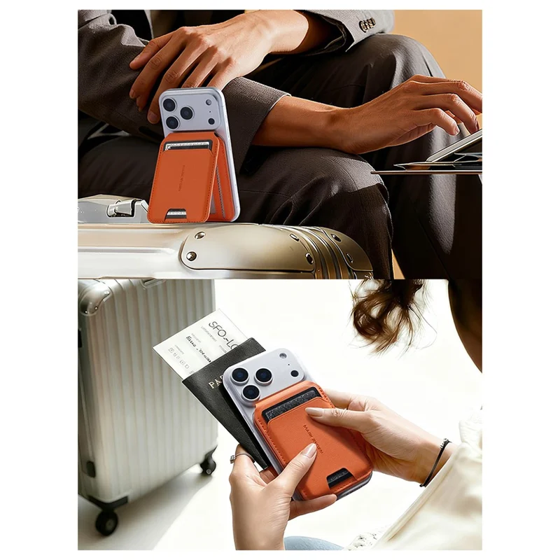 MARK RYDEN MR21 RFID Blocking Magnetic Card Bag Phone Kickstand Ultra Thin Card Holder Compatible with MagSafe - Nero