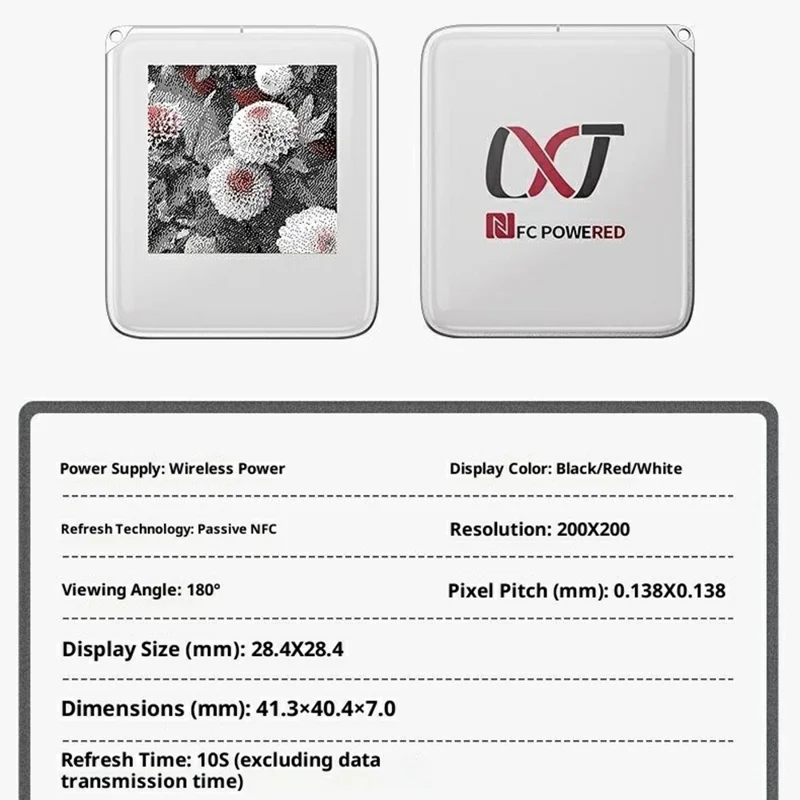 شاشة إلكترونية ذكية بحجم 1.53 بوصة تعمل بنظام NFC بدقة 200x200 بألوان الأحمر والأسود والأبيض متوافقة مع جميع الهواتف التي تدعم NFC