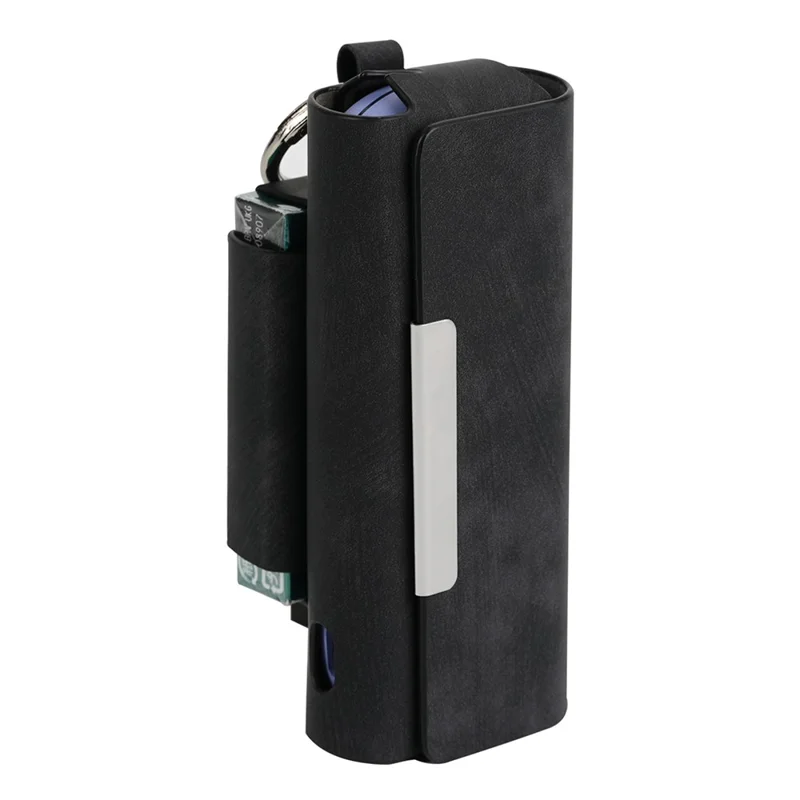 Per IQOS Iluma / Iluma i Custodia di trasporto Matte Vintage Leather E-Cigarette Cover con gancio per appendere - Nero