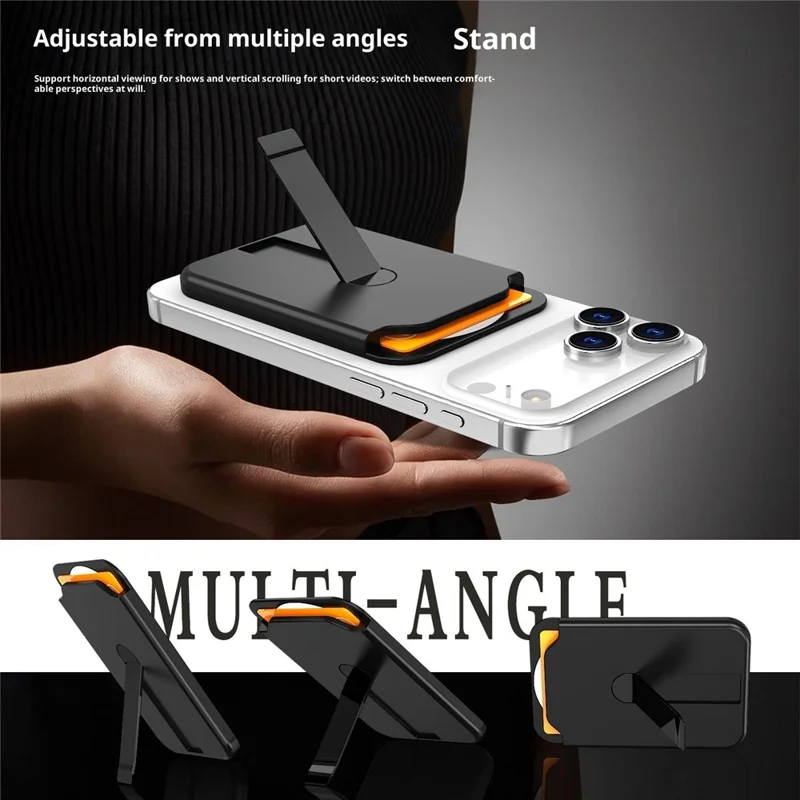 Bulk Purchasing Magnetic Card Holder Aluminum Alloy Vertical Kickstand PC Phone Back Card Case - Orange