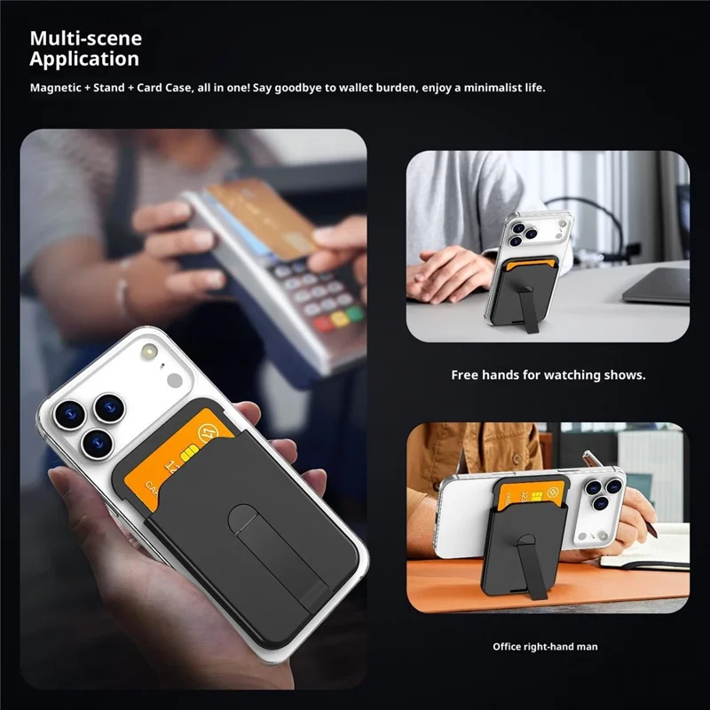Bulk Purchasing Magnetic Card Holder Aluminum Alloy Vertical Kickstand PC Phone Back Card Case - Orange