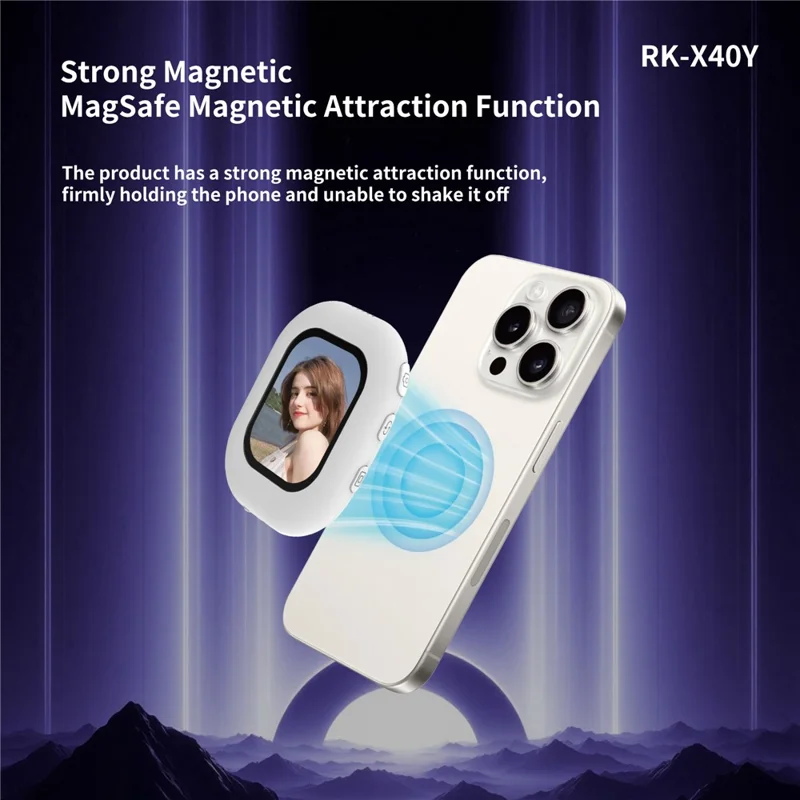 RK-Y40Y 2 Zoll Mini Mobile Screen Mirroring Gerät Magnetische Telefon Projektor Drahtloses Casting für Mobiltelefone - Weiß