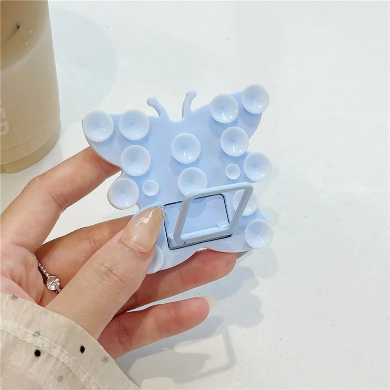 Support de téléphone portable en silicone en forme de papillon avec ventouse, support de bureau portable, support carré