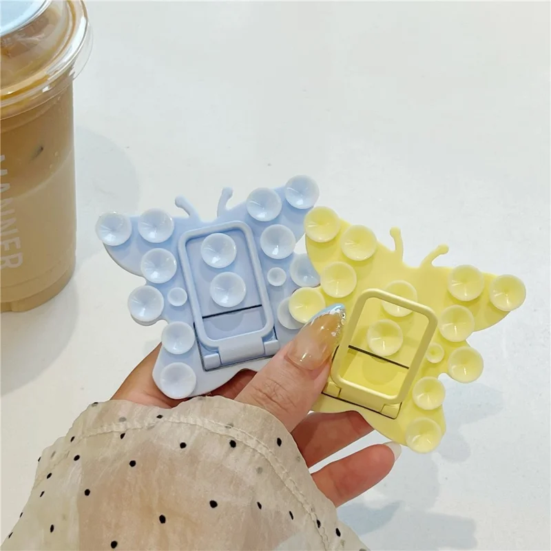 Support de téléphone portable en silicone en forme de papillon avec ventouse, support de bureau portable, support carré