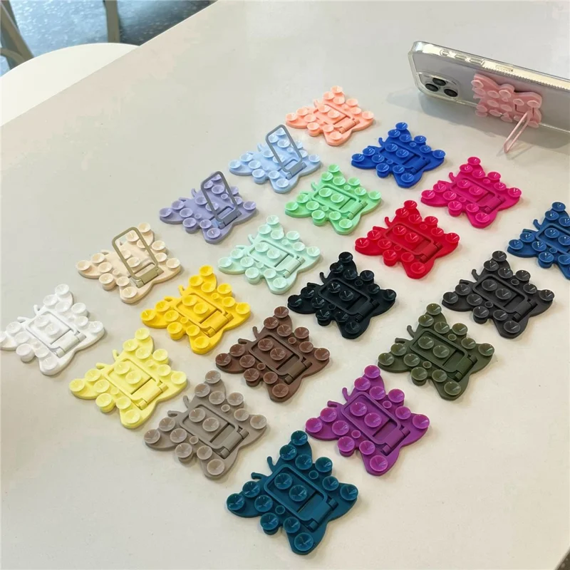 Support de téléphone portable en silicone en forme de papillon avec ventouse, support de bureau portable, support carré