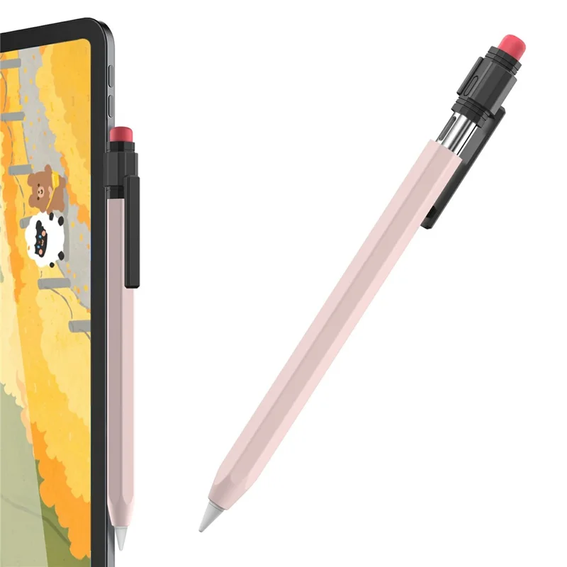 AHASTYLE PT180-3-K Pencil Sleeve with Black Cap  /  Clip for Apple Pencil 3 Protective Silicone Case Retro Style - Pink