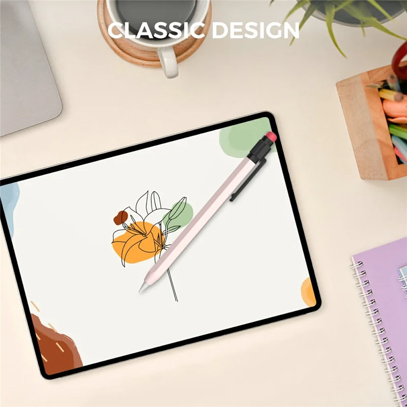 AHASTYLE PT180-3-K Pencil Sleeve with Black Cap  /  Clip for Apple Pencil 3 Protective Silicone Case Retro Style - Pink