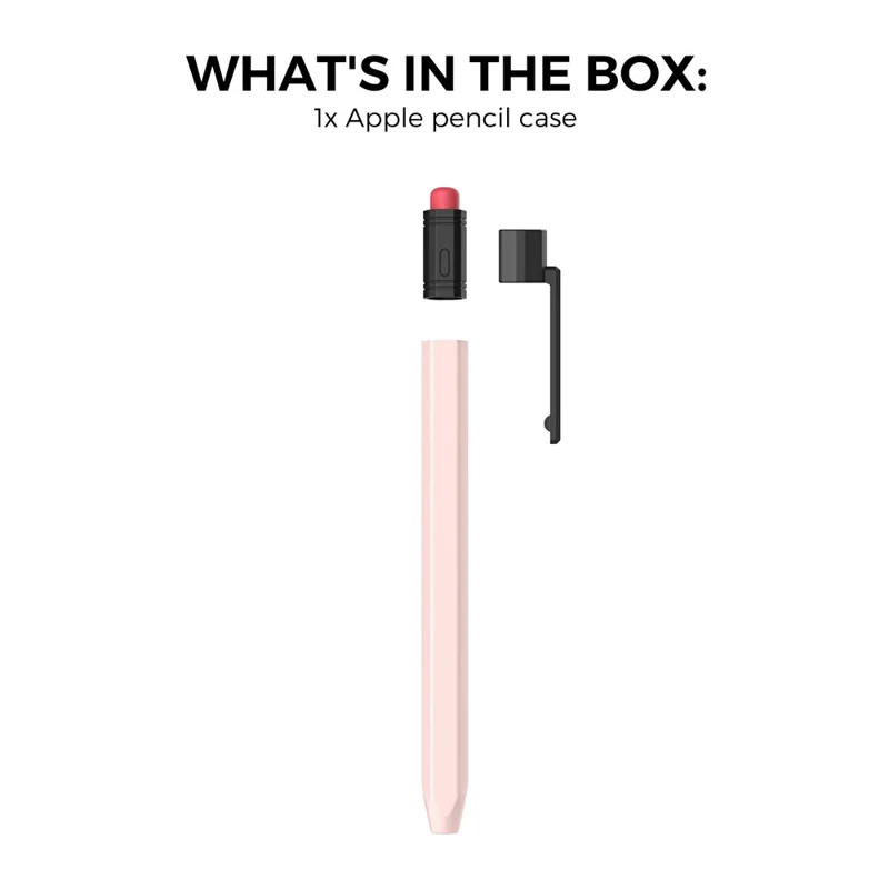 AHASTYLE PT180-3-K Pencil Sleeve with Black Cap  /  Clip for Apple Pencil 3 Protective Silicone Case Retro Style - Pink
