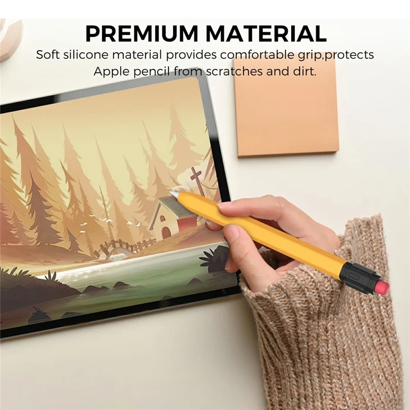 AHASTYLE PT180-3-K Pencil Sleeve with Black Cap  /  Clip for Apple Pencil 3 Protective Silicone Case Retro Style - Yellow