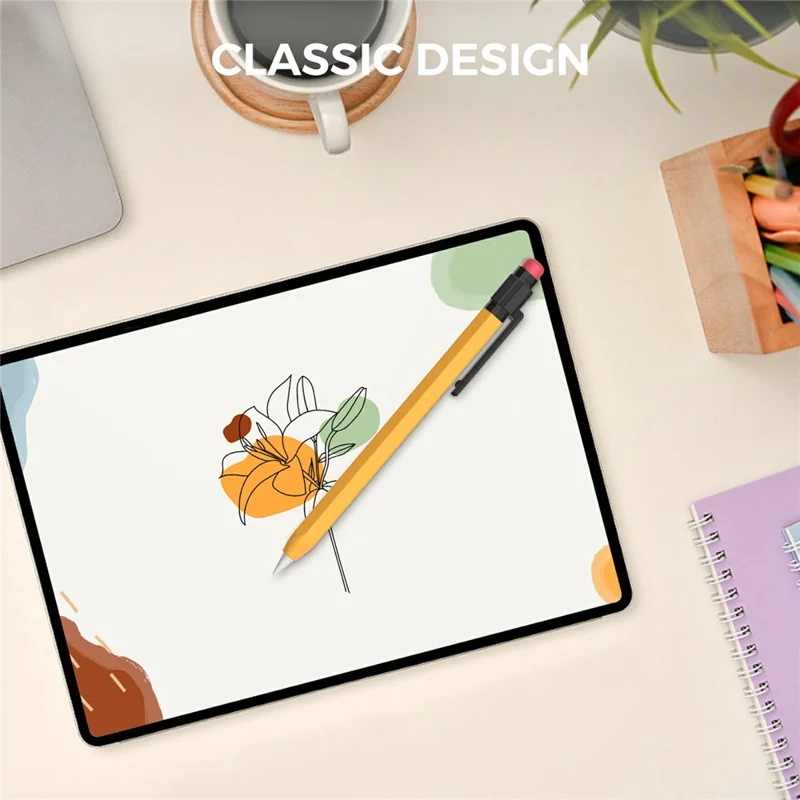 AHASTYLE PT180-3-K Pencil Sleeve with Black Cap  /  Clip for Apple Pencil 3 Protective Silicone Case Retro Style - Yellow