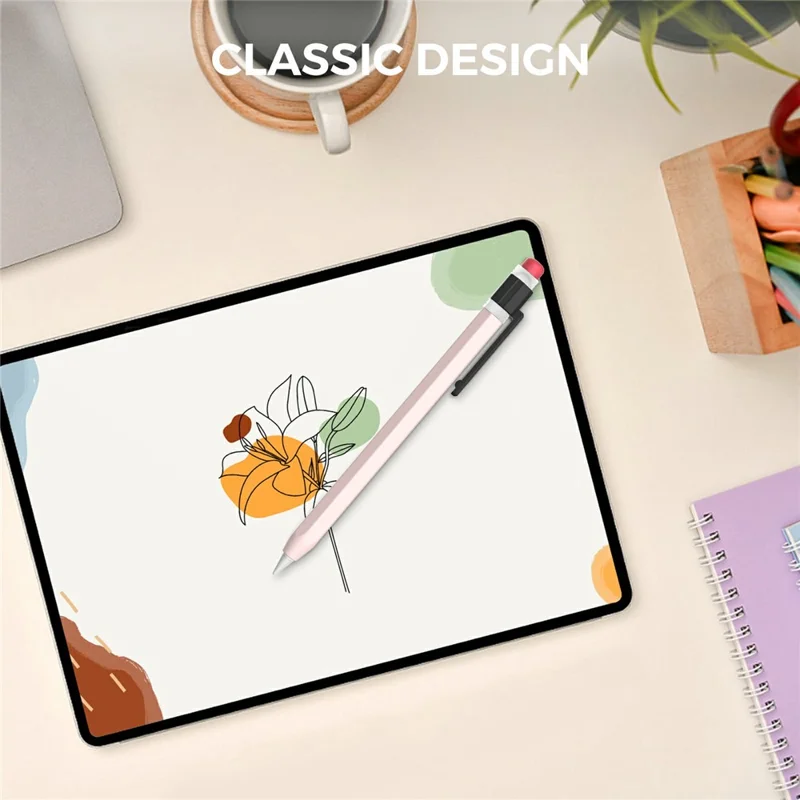 AHASTYLE PT180-3-K Pencil Sleeve with Clear Cap / Clip for Apple Pencil 3 Protective Silicone Case Retro Style - Pink