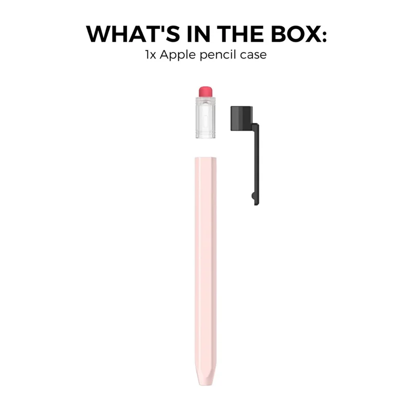 AHASTYLE PT180-3-K Pencil Sleeve with Clear Cap / Clip for Apple Pencil 3 Protective Silicone Case Retro Style - Pink