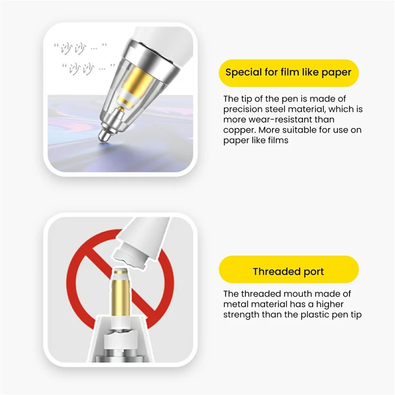 AHASTYLE WG155 2 Stk. Verschleißfeste Spitzen für Apple Pencil Pro / Pencil (USB-C) / 2. / 1. Generation Ersatzminen