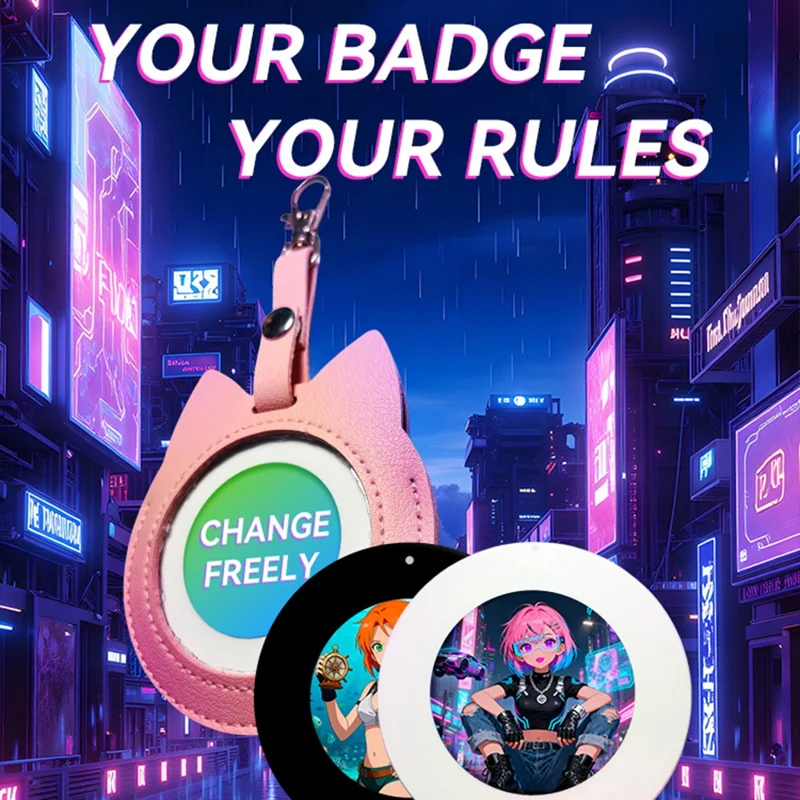 1.69 Inch 6 Color E-Paper Badge High Definition Round Display NFC Electronic Name Tag Customizable DIY Image