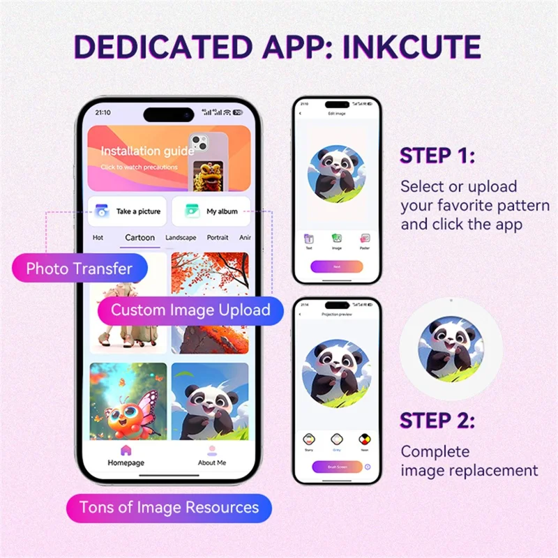 1.69 Inch 6 Color E-Paper Badge High Definition Round Display NFC Electronic Name Tag Customizable DIY Image