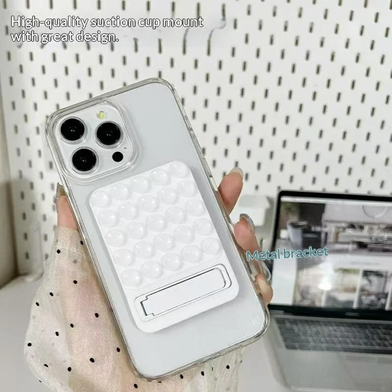 Support Téléphone Adhésif à Ventouse en Silicone, Support Métallique avec Pied, Rose - Achat en Gros