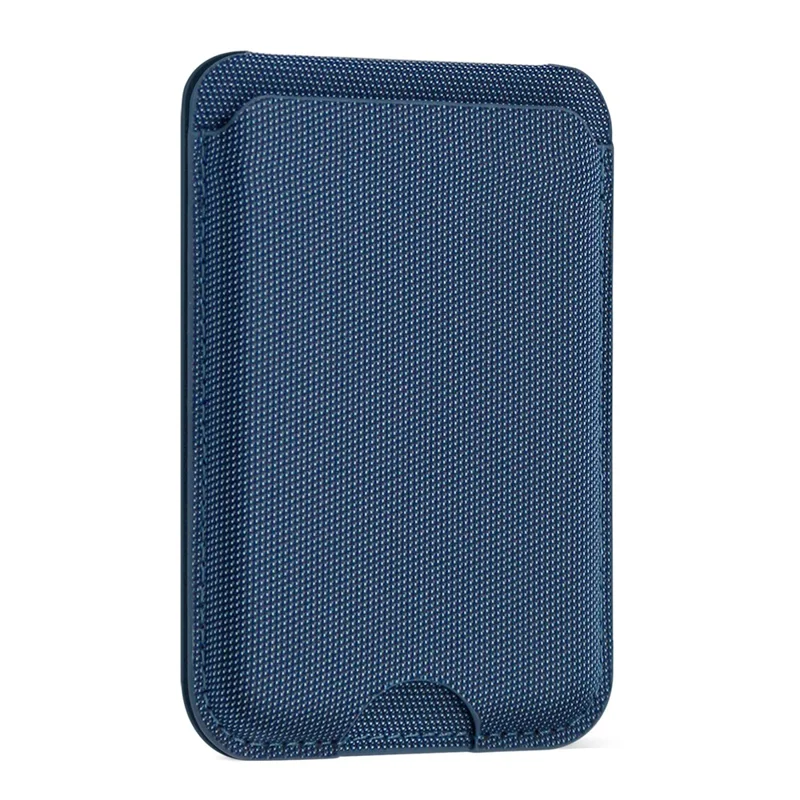 Magnetic Card Holder Textured Fabric RFID Blocking Card Slot Foldable Viewing Angle Kickstand - Sapphire