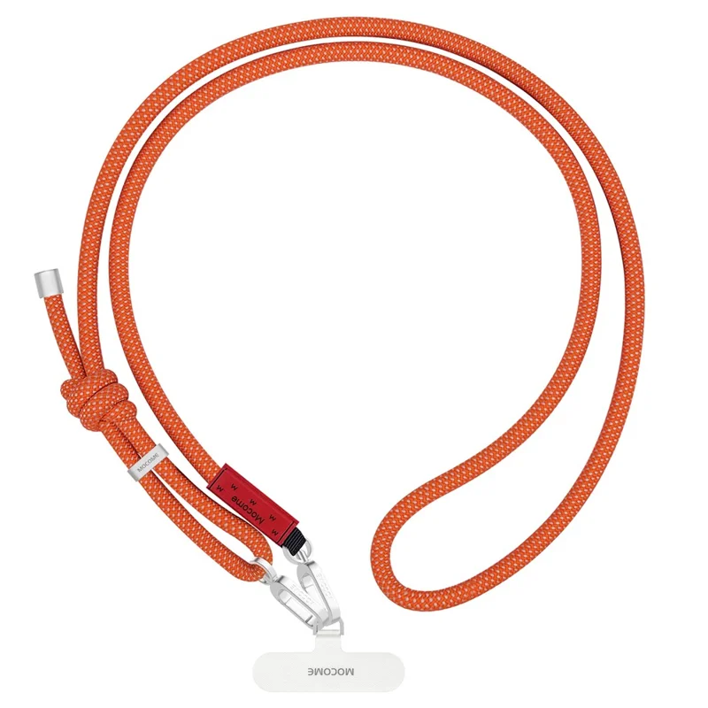MOCOME W1 Phone Lanyard Adjustable 150cm Crossbody Long Strap with Cloth Patch Insert for Outdoor Travel - Orange Silver