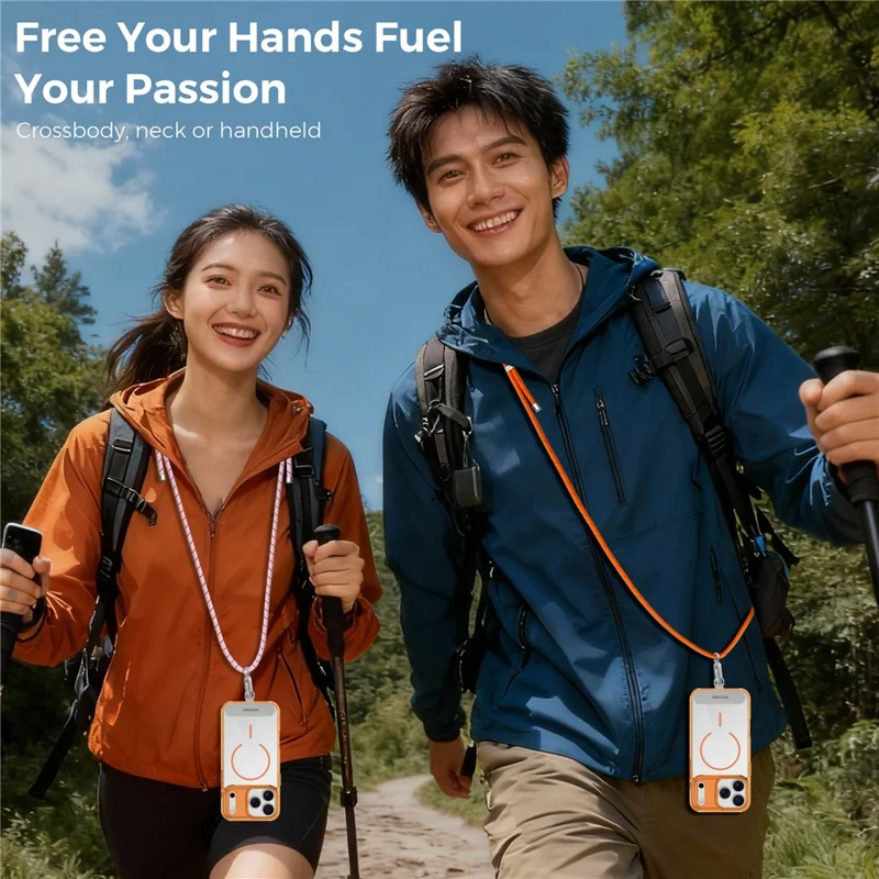 MOCOME W2 150cm Adjustable Phone Lanyard with Zinc Alloy Adjustment Buckle Crossbody Long Strap - Orange