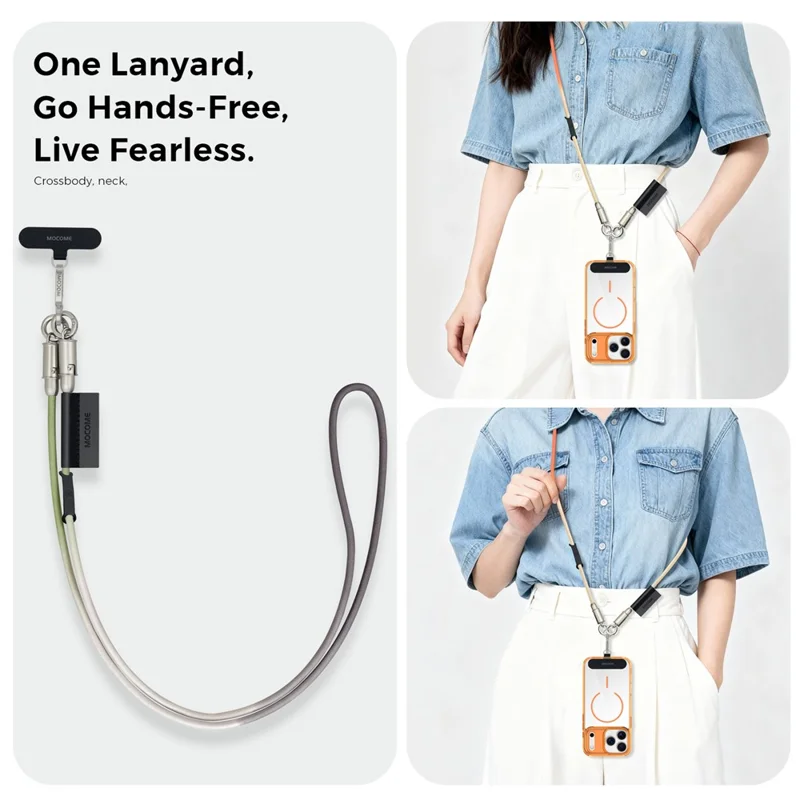 MOCOME W3 2 in 1 130cm Rechargeable Phone Lanyard 240W Fast Charging Cable Lanyard with Detachable Magnetic Clasp - Orange Gradient