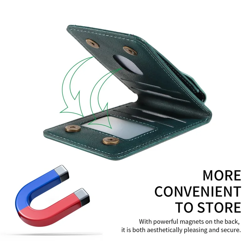 Magnetic Wallet Card Holder RFID Blocking Foldable Kickstand 4 Card Slots Cash Pocket - Green
