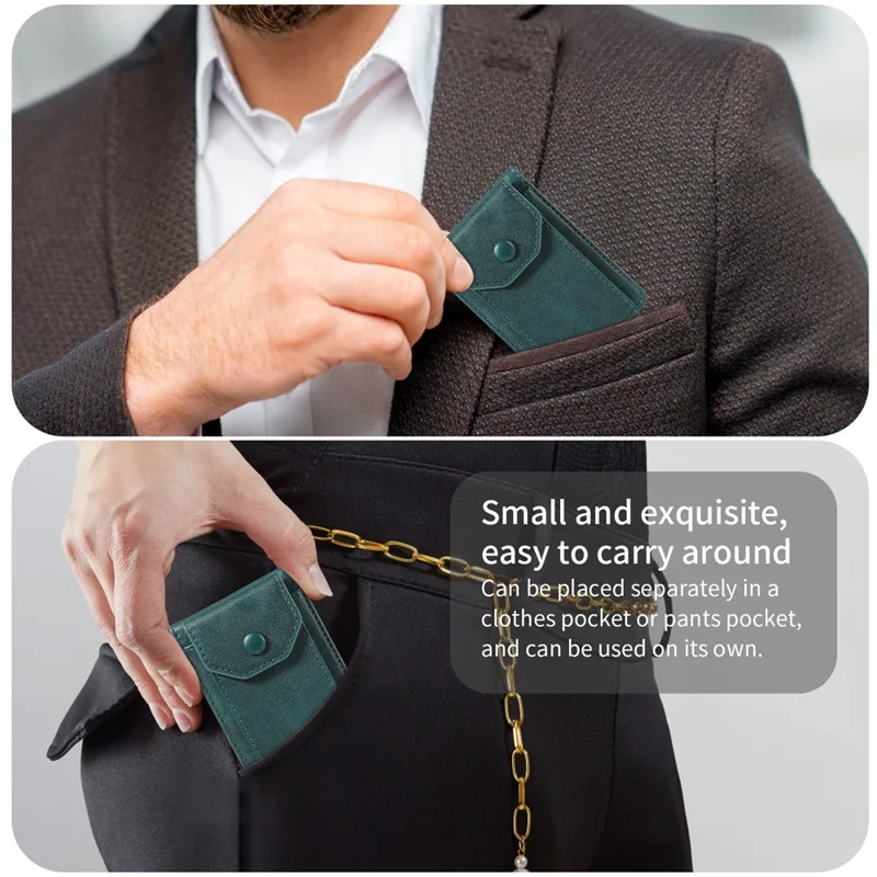 Magnetic Wallet Card Holder RFID Blocking Foldable Kickstand 4 Card Slots Cash Pocket - Green