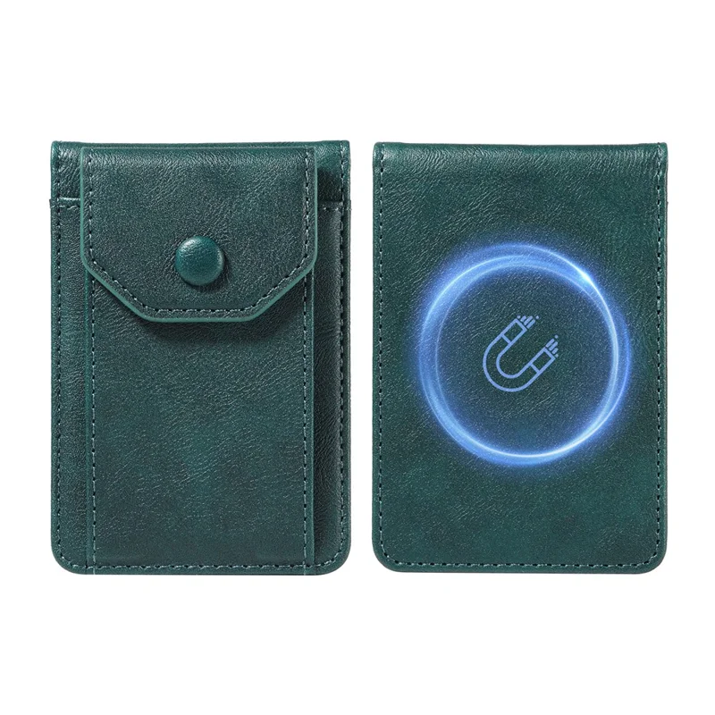 Magnetic Wallet Card Holder RFID Blocking Foldable Kickstand 4 Card Slots Cash Pocket - Green