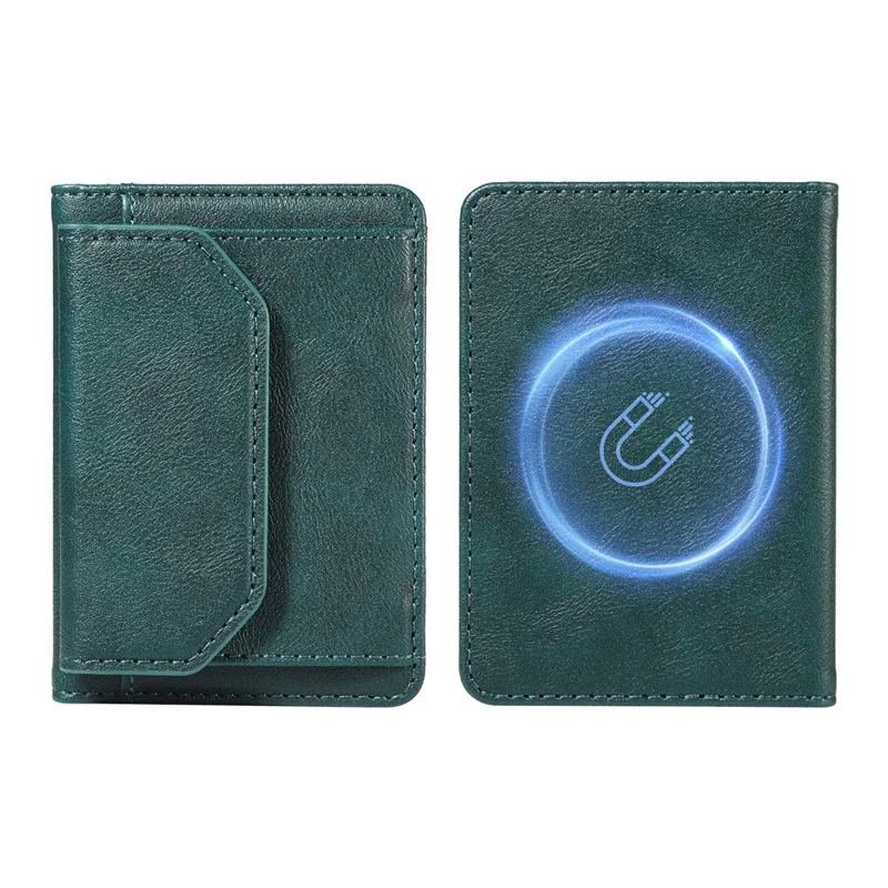 Магнитный съемный держатель для телефона с 4 кармашками для карт, антикражный кошелек с защитой от RFID, функция подставки для телефона - зеленый