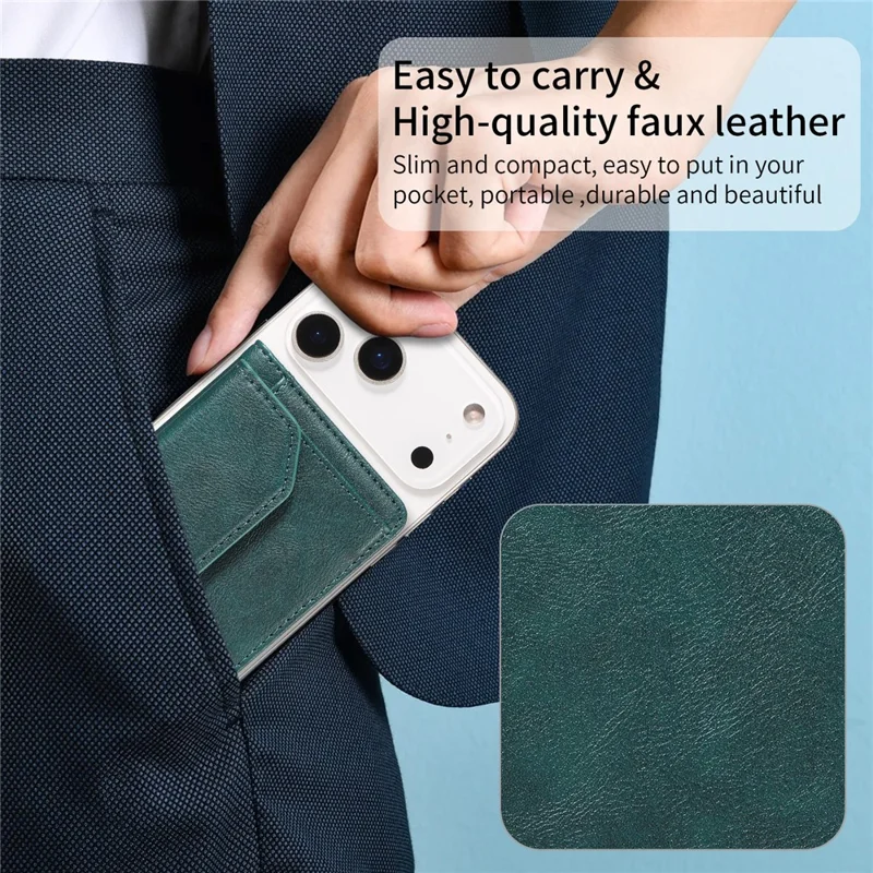 Магнитный съемный держатель для телефона с 4 кармашками для карт, антикражный кошелек с защитой от RFID, функция подставки для телефона - зеленый