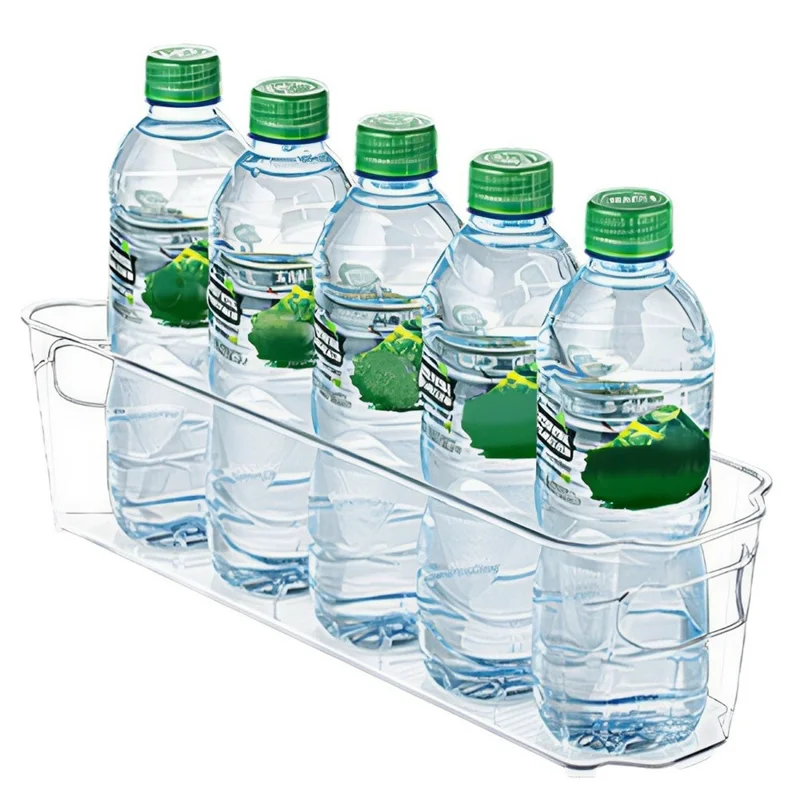 Scatola di Stoccaggio in PET per l'Organizzazione del Frigorifero, Contenitore Impilabile, Organizzatore Multifunzione - Trasparente