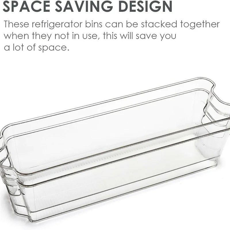 Scatola di Stoccaggio in PET per l'Organizzazione del Frigorifero, Contenitore Impilabile, Organizzatore Multifunzione - Trasparente