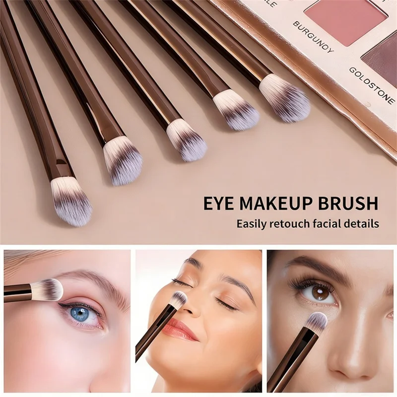 17 Pcs  /  Set Professional Makeup Brush with Powder Puff Case Dual Color Synthetic Bristles Eye Face Contour - Brown