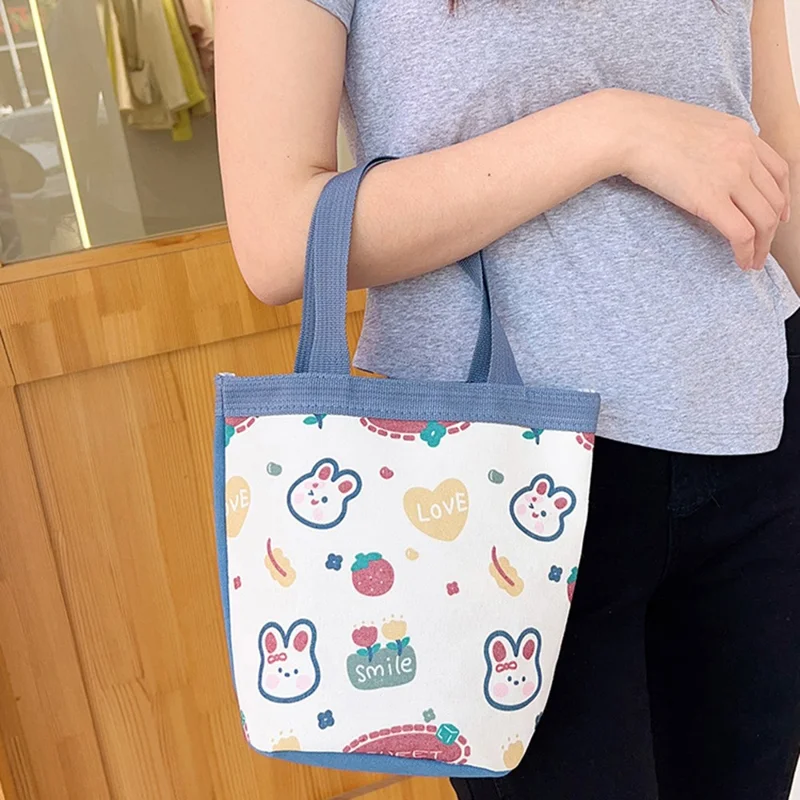 Bulk Purchasing Cute Animal Pattern Canvas Bucket Bag Handbag Lunch Box Tote Bag - Yellow / Tiger