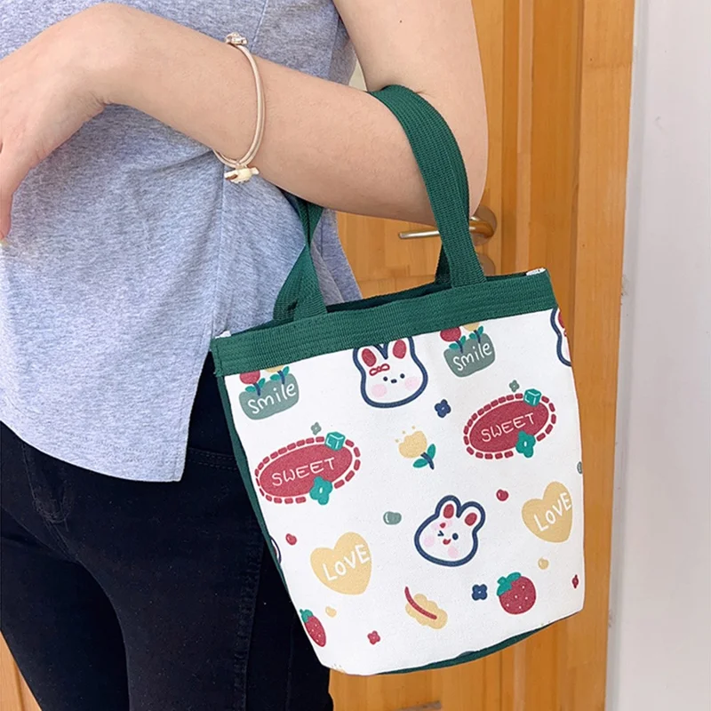 Bulk Purchasing Cute Animal Pattern Canvas Bucket Bag Handbag Lunch Box Tote Bag - Yellow / Tiger