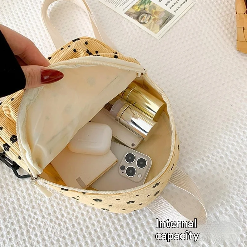 Bulk Purchasing Corduroy Mini Backpack Cute Rabbit Flower Women Phone Bag Shoulder Bag - Brown / Flower