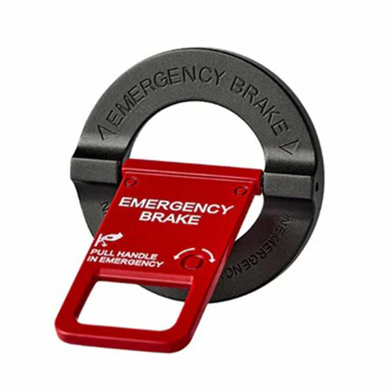 WAKCAS Emergency Red Handle Aluminum Alloy Kickstand Rotating Magnetic Phone Grip Stand - Black