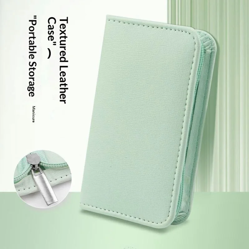 Kit de Manicure e Pedicure Multifunções 22 Peças, Corta-Unhas em Aço Inoxidável, Empurrador de Cutículas com Estojo em Pele - Verde