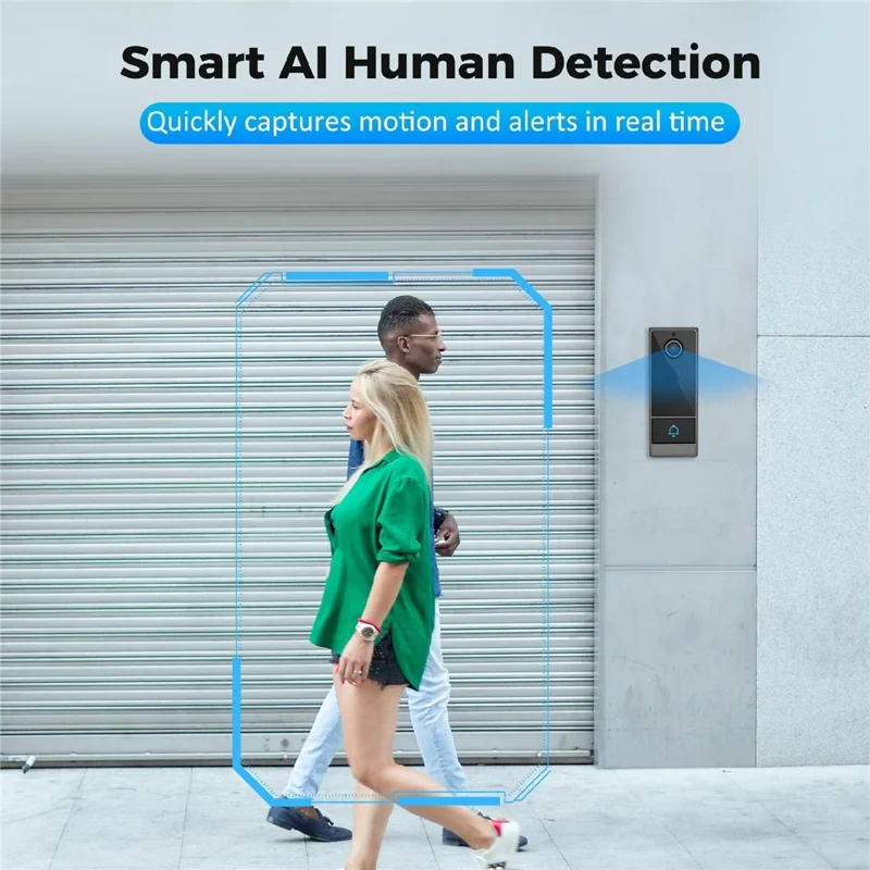 M18 Videotimbre Inalámbrico con Cámara, Audio Bidireccional, IP65 Resistente al Agua, Monitorización Remota (con Almacenamiento de Memoria) - Negro