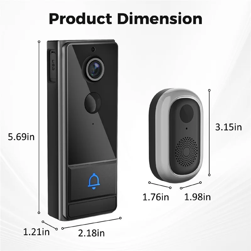 M18 Videotimbre Inalámbrico con Cámara, Audio Bidireccional, IP65 Resistente al Agua, Monitorización Remota (con Almacenamiento de Memoria) - Negro