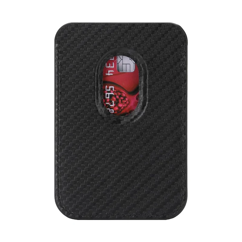 Carbon Fiber Texture Magnetic Wallet Phone Back Card Holder - Carbon Fiber Texture